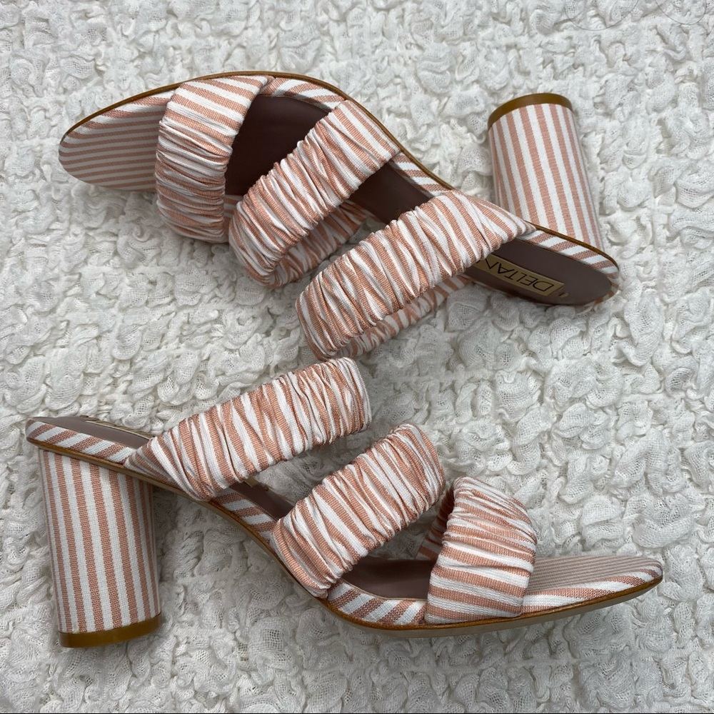 Striped Pink Ruched Triple-Strap Mule - Picture 4 of 8